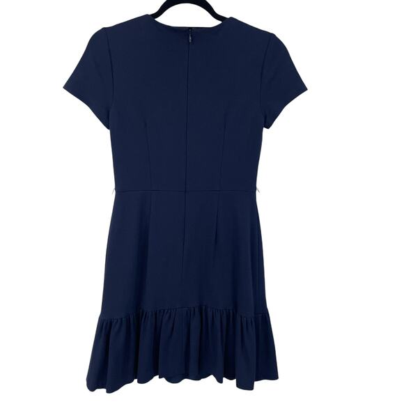 Shoshanna Navy Short Sleeve Ruffle Drop Hem Dress Womens 4 *NO BELT* - Picture 6 of 6